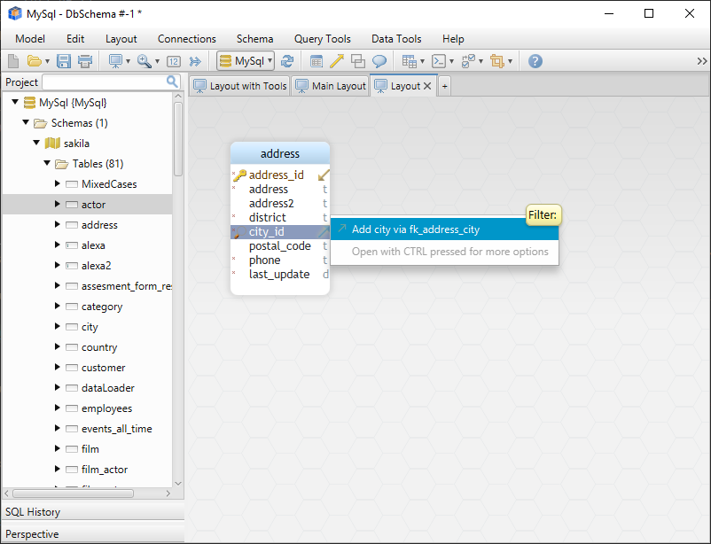 DbSchema Layouts