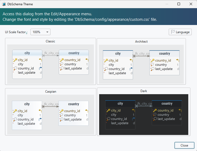 DbSchema Dark Theme