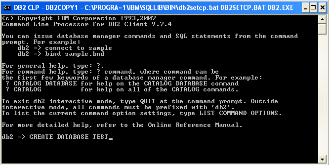 Create database - Step 2