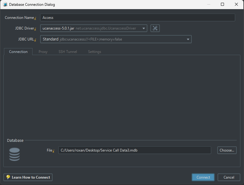 Connect Access MS in DbSchema