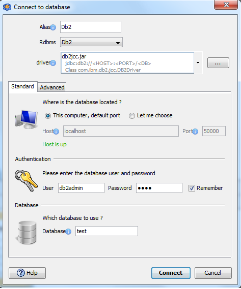 DbSchema Connection Dialog