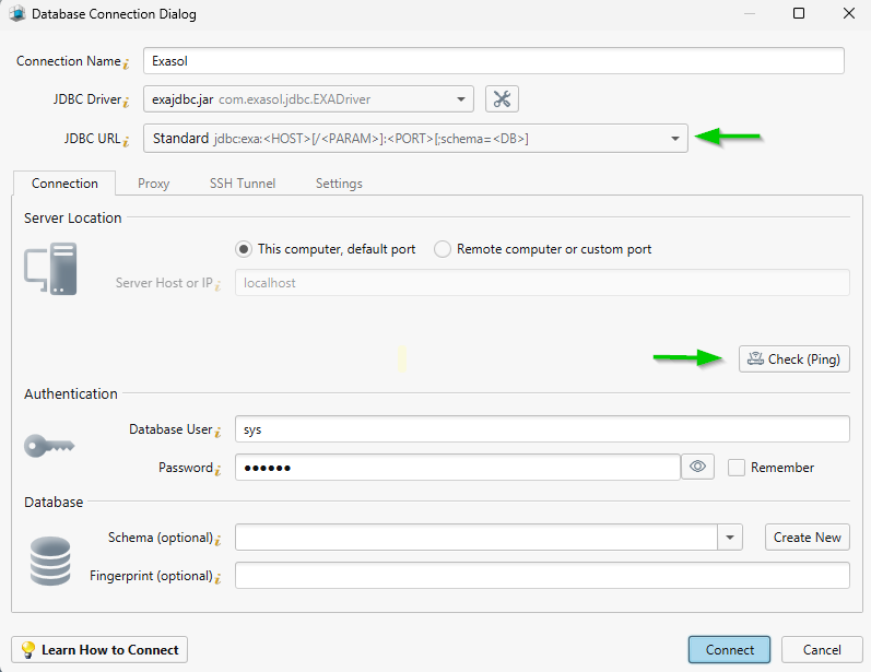 Connect to Exasol in the Cloud