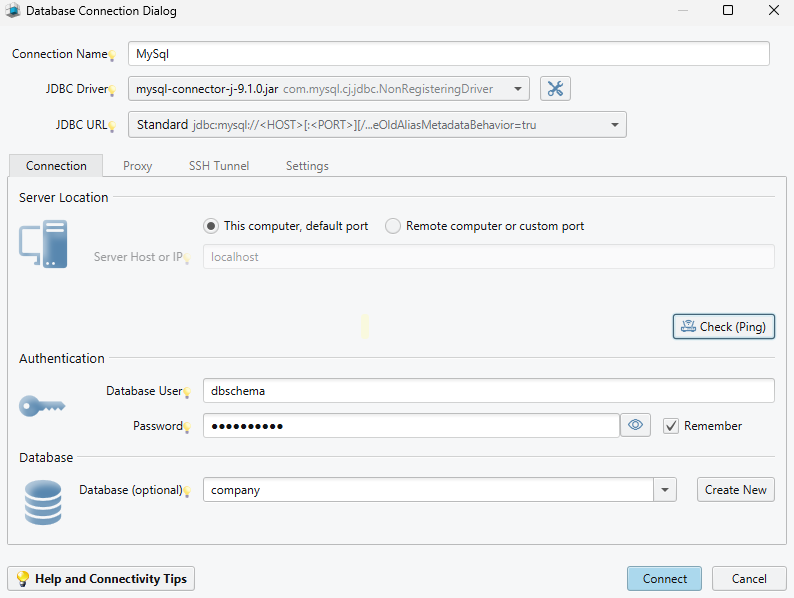 Database Connection Dialog