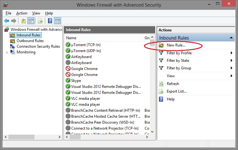 Enable Windows Firewall for Database Connections