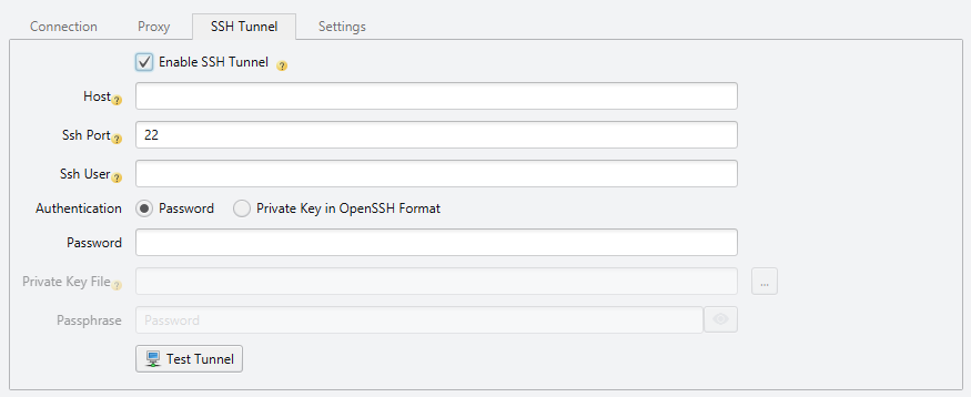 Setup Database SSH Tunnel