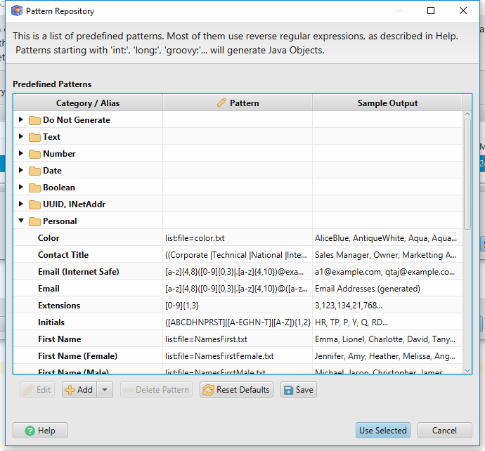 Data Generator Patterns Repository