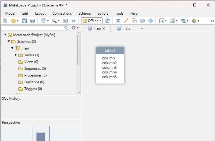 DbSchema imported Model