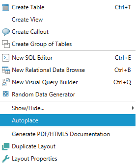 Autoplace tables in the diagram