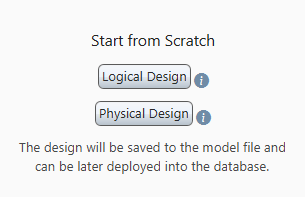 Start the database logical design from the welcome screen.