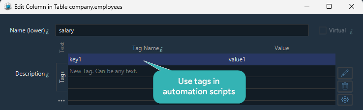 DbSchema comment tags