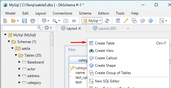 Create tables.