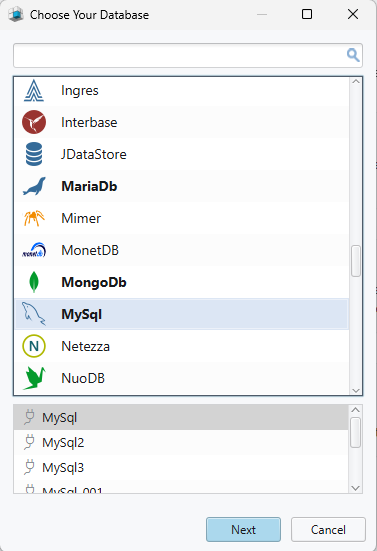 Connect to a database in DbSchema