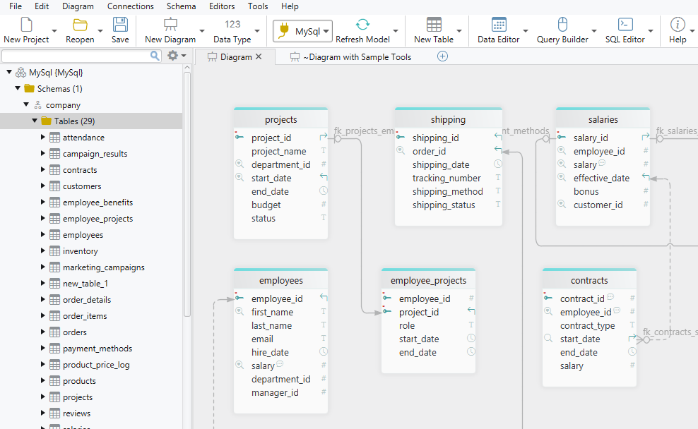 Connect to a database in DbSchema