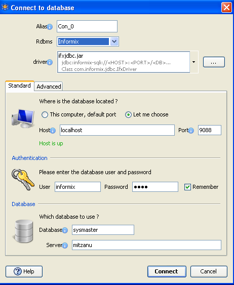 How to connect DbSchema to Informix database