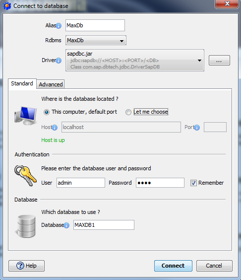 How to connect to SAPMaxDb