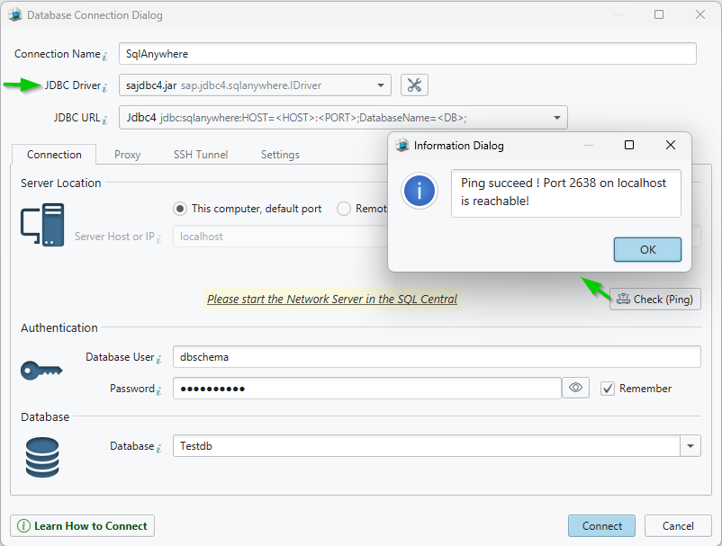Connect SqlAnyhwere with DbSchema