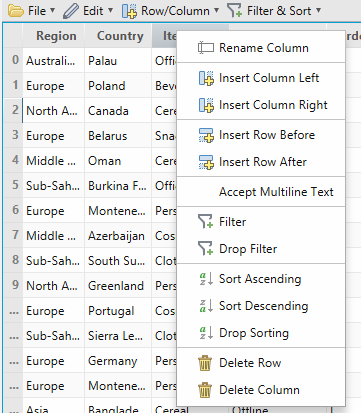 Add new row or column