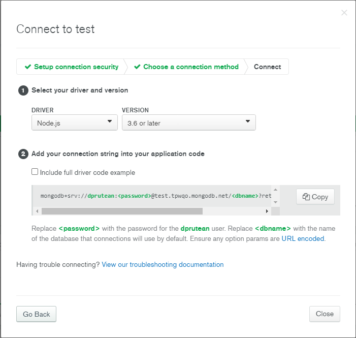 How to get the MongoDb Atlas Java URL