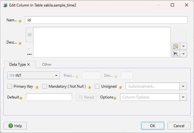 Insert Data choose Data Type alt >