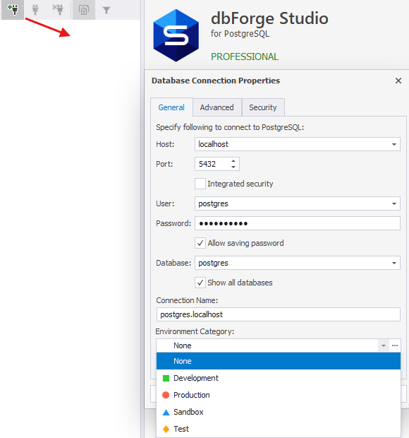 dbForge connect