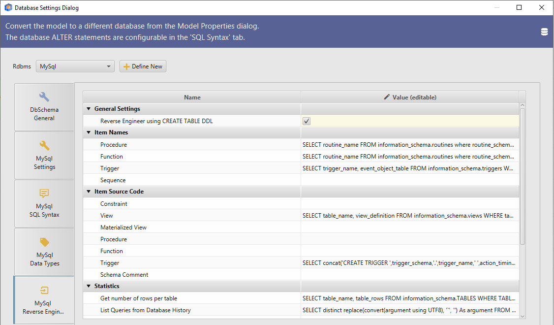 MySql Reverse Engineer using SHOW CREATE TABLE