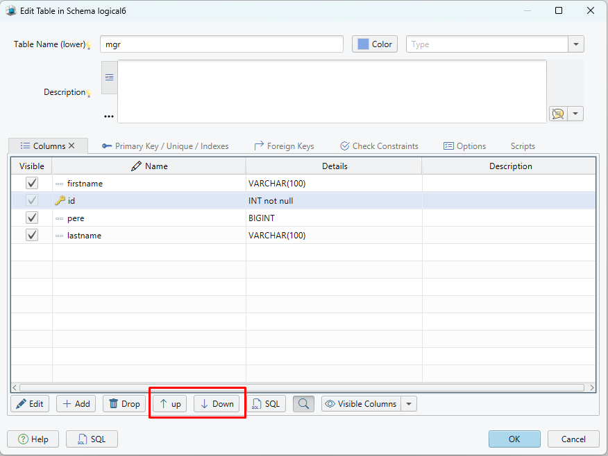 MySql Reorder Columns